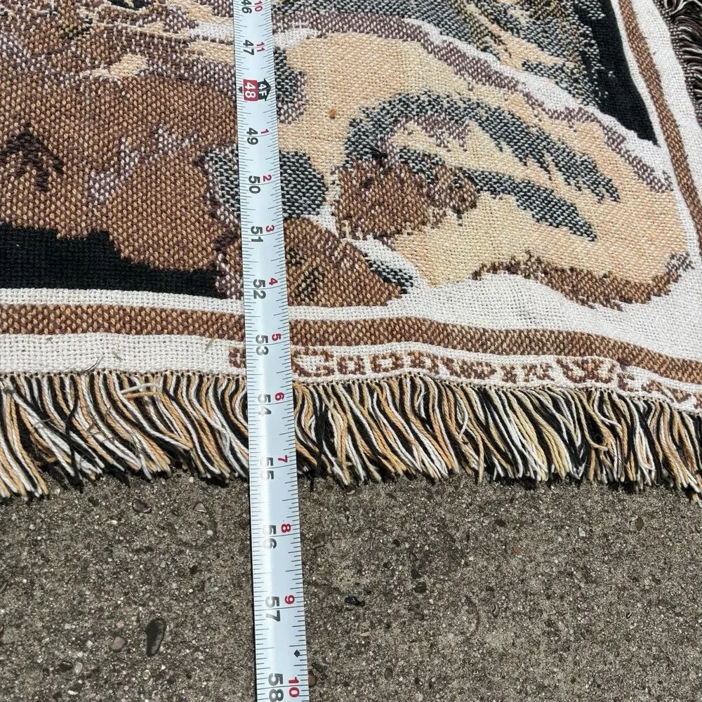 VTG Goodwin Weavers Cat Tapestry Blanket Woven Cotton Throw 